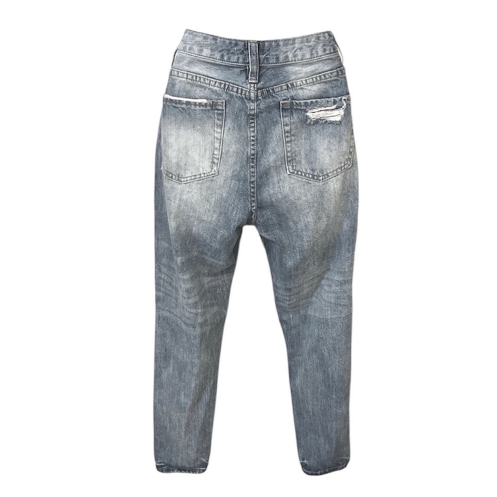Angel Kiss High Waisted Distressed Button Fly Ripped Blue Jeans Sz 9 - Picture 3 of 6